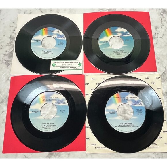 Bing Crosby 45 Record Lot of 4 Holiday Music Christmas St Patricks Day - Picture 3 of 4